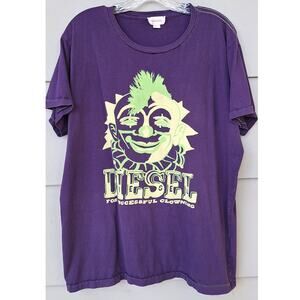 Vintage Diesel Mohawk Clown T Shirt Purple Neon Green 100% Cotton XL Halloween